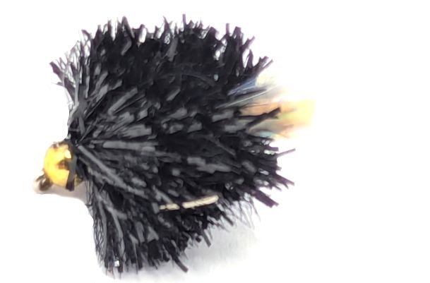 5 X  Blob - Black and Pearl Gold head #10 barbed /BL23
