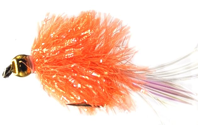 5 X  Blob - orange and Pearl - Gold head #10 barbed /BL24