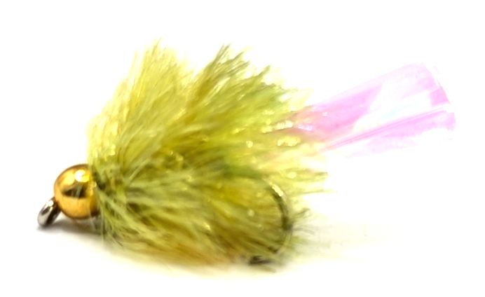 5 X Blob - Dirty  Yellow and Pearl - Gold head #10 barbed /BL25