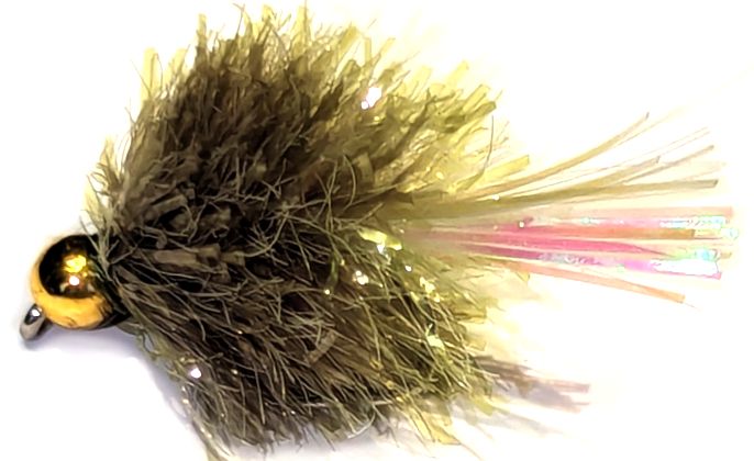 5 X   Blob -Olive Gold head pearly  #10 barbed /BL29