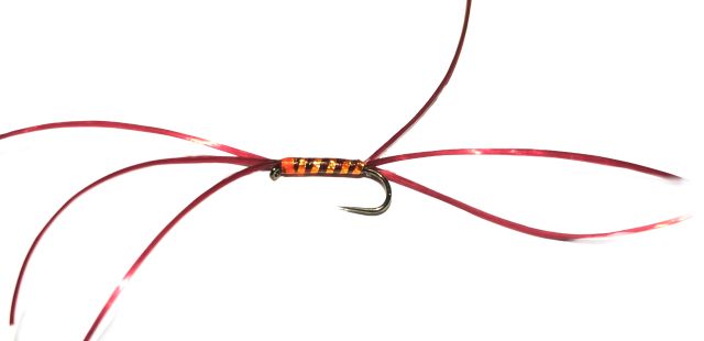 Bloodworm-Apps Claret /Orange #10 Barbless 6 Legs  BL120