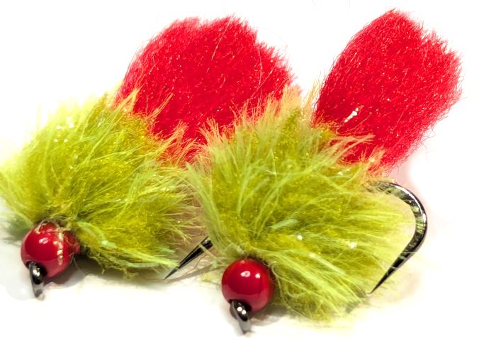Blob olive mix and red, size 10 barbless MC EGG- IT  BL81