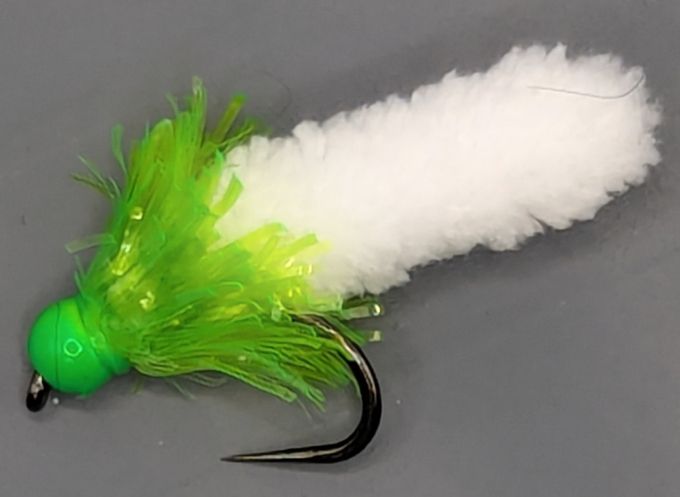 Wotsit, Mitten, Mop Fly ,White / Green # 10 Barbless mop14