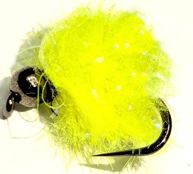 Tungsten eggstacy egg fly , UV , fl yellow  #10 barbless [EGG207]