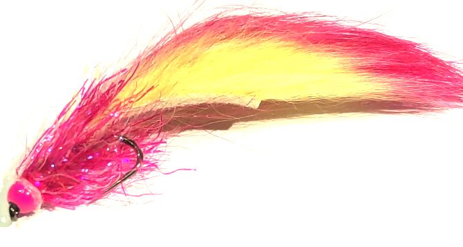 Zonker Tungsten Bead Yellow/Pink  #10 Barbless Z89