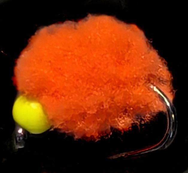 Fire Orange Eggstasy  egg  - hot head Yellow, #10 barbless / E111