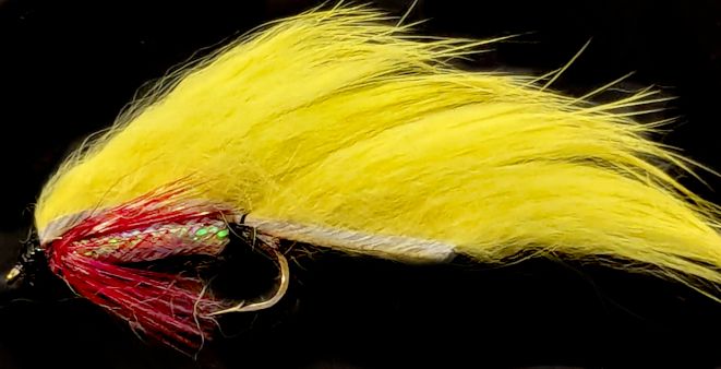 zonker - Yellow  and Pearly mylar# 10 barbed,  /Z15