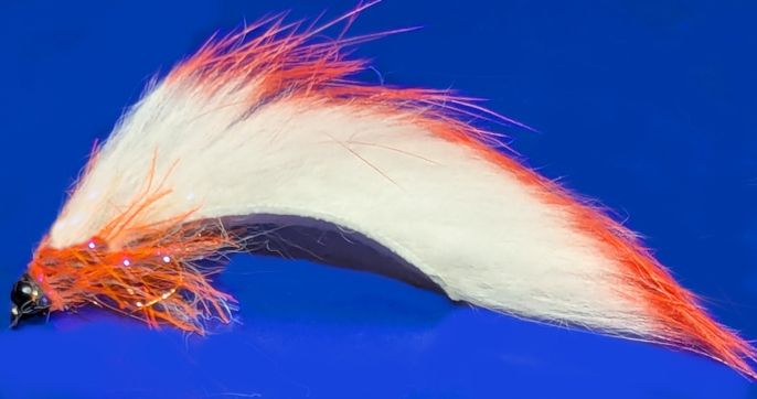 Zonker Tungsten Bead White/Orange  #10 Barbless Z90