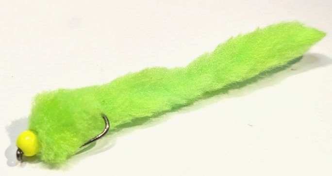 Eggstasy worm, Chartreuse , Trout flies #10 barbless  EW12
