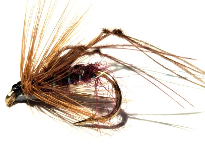 Hopper - Claret Dry Trout Flies #12 Barbed   HOP15
