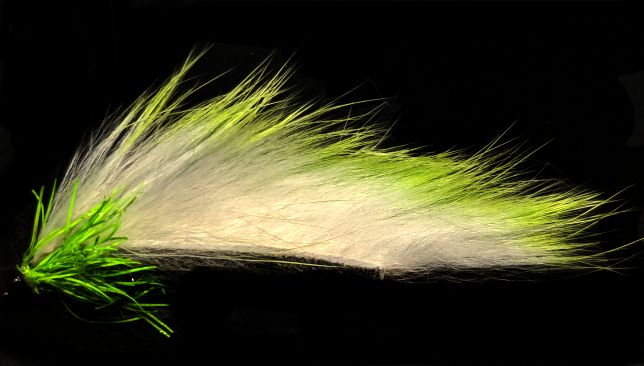 Zonker Tungsten Bead, White /Chartreuse #10 Barbless Z95