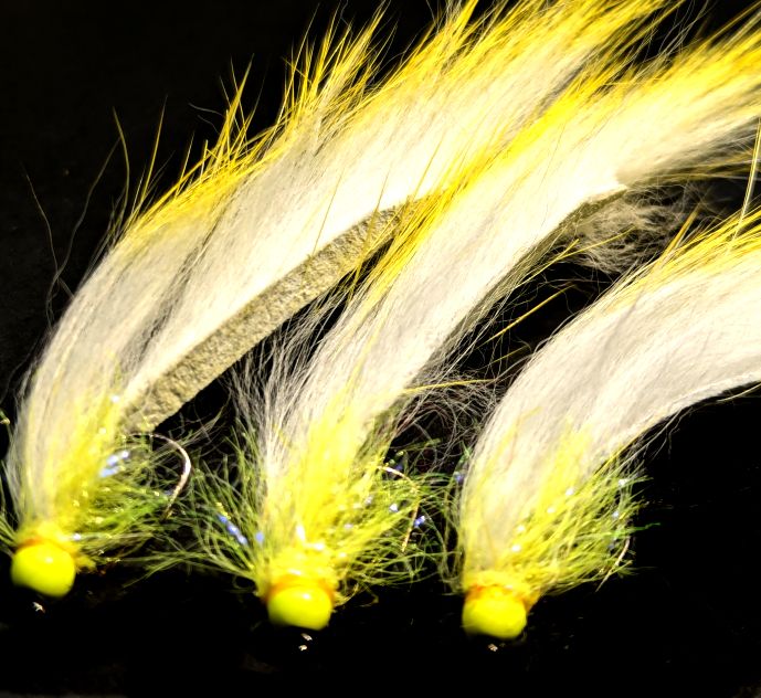 Zonker Tungsten Bead, White /Yellow #10 Barbless Z96