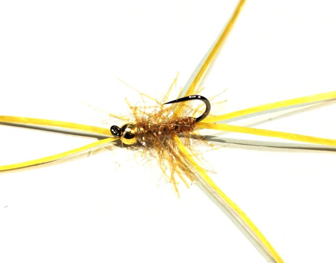 Bloodworm Apps  Straggle Amber Goldhead   #10 Barbless 6Legs  BL192