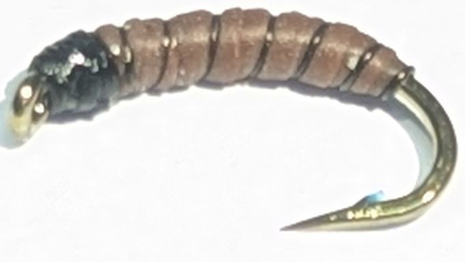 Maggot,latex- Brown Black #14 Barbed mag20