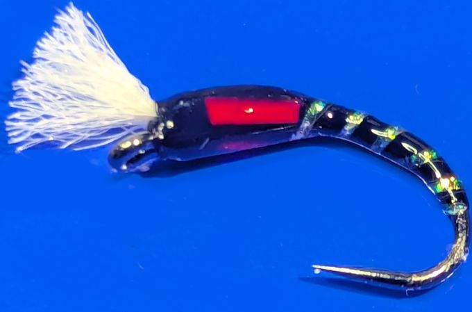 Buzzer, barbless, black, Red with breathers  #14 barbless [BV 130]