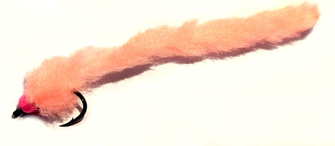 Eggstasy worm FL Peachy Coral A1 Trout flies size 10  BARBED  EW21