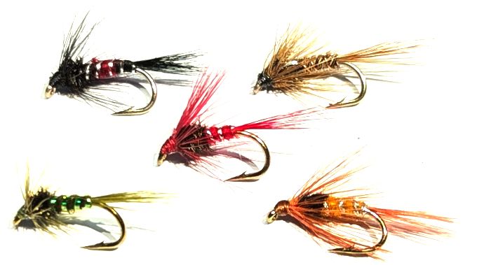 Crunchers x5 Mixed Trout flies  #12 barbed Pack A