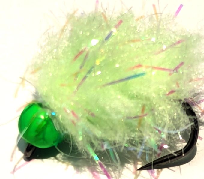 Eggstacy Egg Pearly , Mojito/Green bead #10 barbless E231