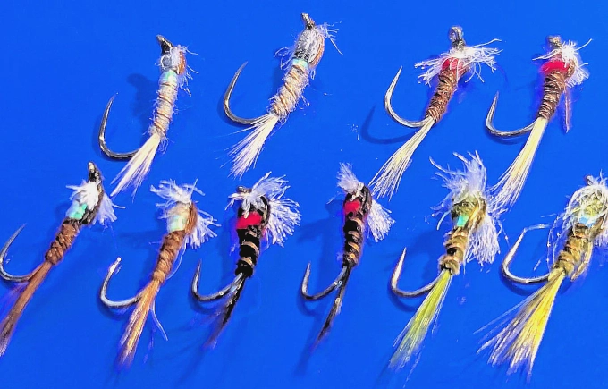 Muskins Muskin trout flies mixed, x10 Trout Flies Nymphs size 12 barbless