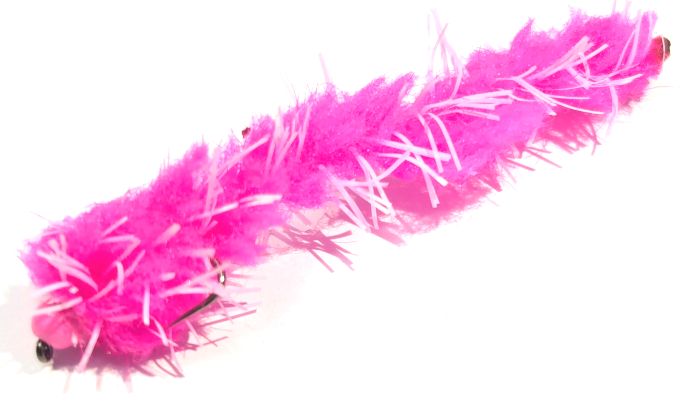 Eggstasy worm,Buggy Hot Pink /PinkBead# 10 barbless Trout flies EW31