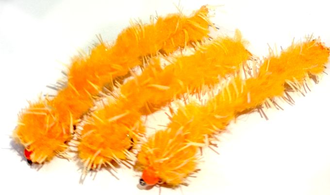 Eggstasy worm,Buggy Salmon Roe /Orange Bead # 10 barbless Trout flies EW32
