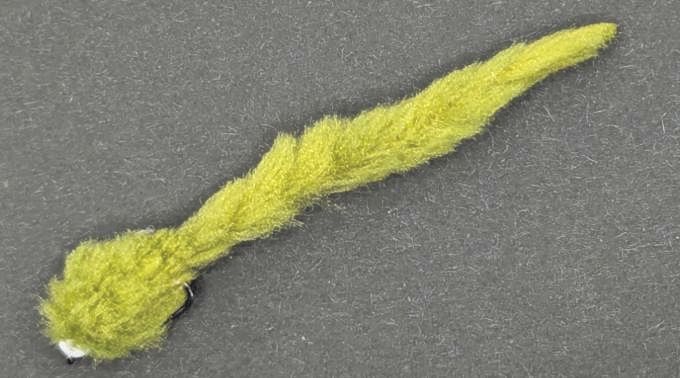 Eggstasy worm, Olive / White Brass Bead  #10 barbless  EW37