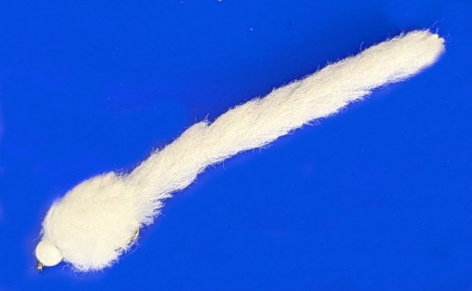 Eggstasy worm, White /White Brass Bead  #10 barbless  EW33