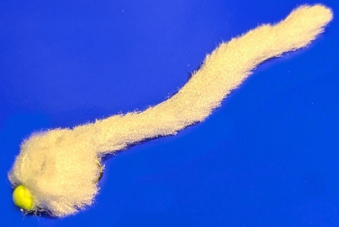 Eggstasy worm, White / YELLOW Brass Bead  #10 barbless  EW17