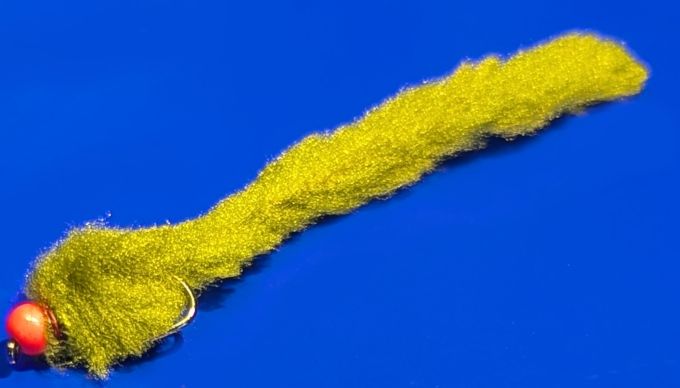 Eggstasy worm, Olive / FL Red #10 barbless  EW39