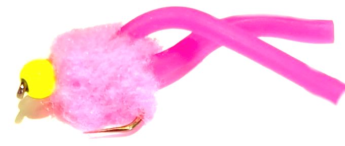Eggstasy  egg ,Candy Pink  - Tailed hot head  Yellow #10 barbless [E89]
