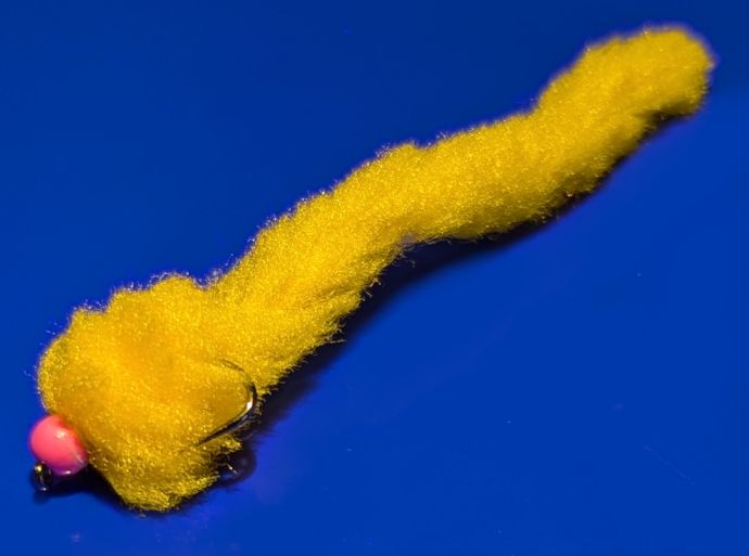 Eggstasy worm, Sunburst Yellow/Pink # 10 barbless  EW42