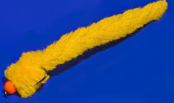 Eggstasy worm, Sunburst Yellow/Orange # 10 barbless  EW34