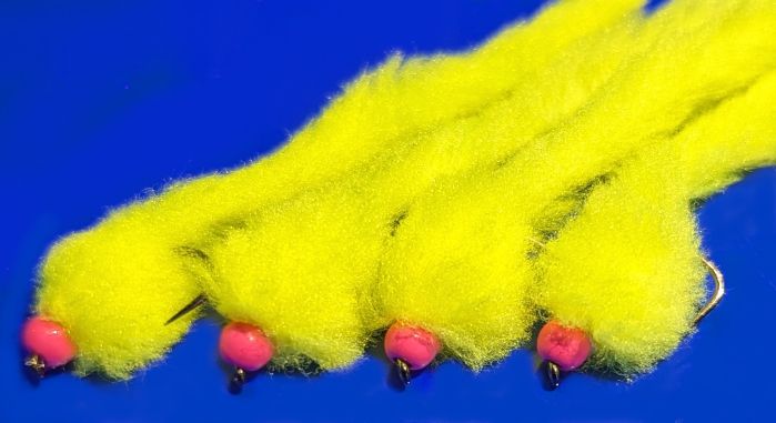 Eggstasy worm,FL Yellow /Pink barbless  #10 EW32