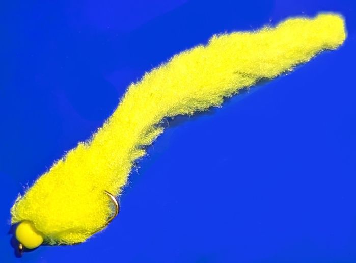 Eggstasy worm,FL Yellow /Yellow barbless  #10 EW33