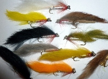 10 xTrout flies , Assorted Zonkers, chain-eye [A]