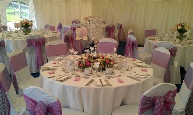Table Decorations in marquee