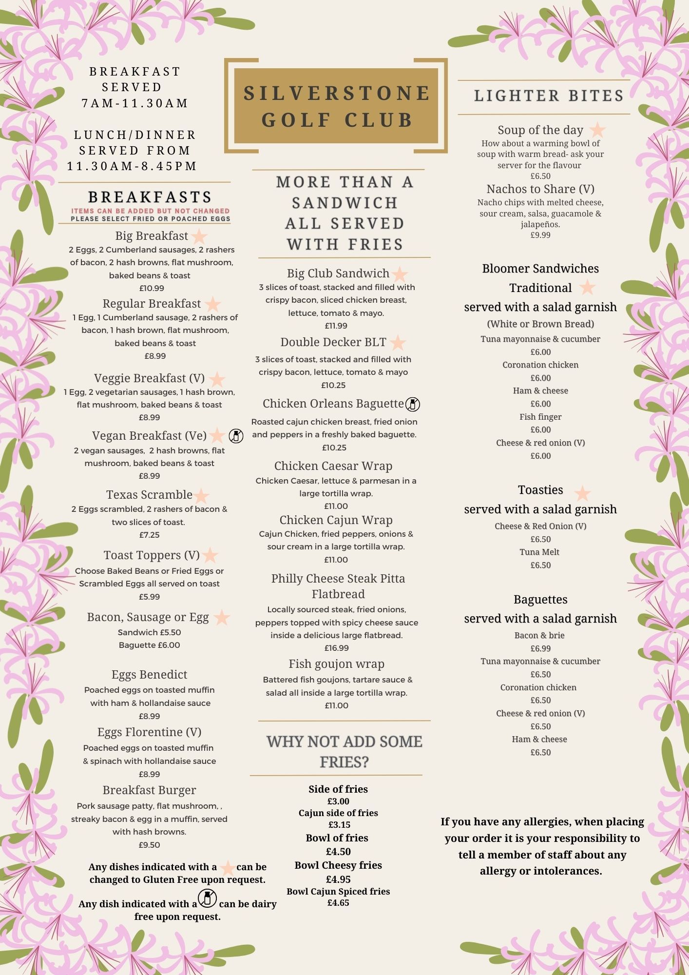 2026 New Bar Menu Final Sandwich &amp; Breakfast side March 2026