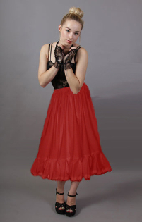 red cotton petticoat lace trim