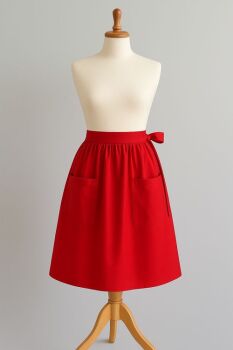 Victorian Apron with Pockets Red