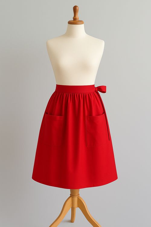 Victorian Apron with Pockets Red