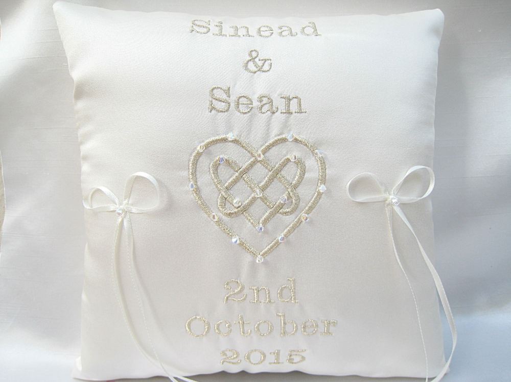 Celtic Love Knot Wedding Ring Cushion Handmade To Order
