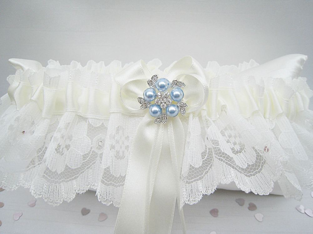 Blue Garter Belt, Wedding Dress Garter Handmade