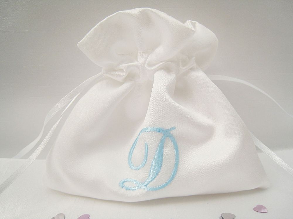 No.5 Initials Wedding ring bags ANY COLOUR Embroidery