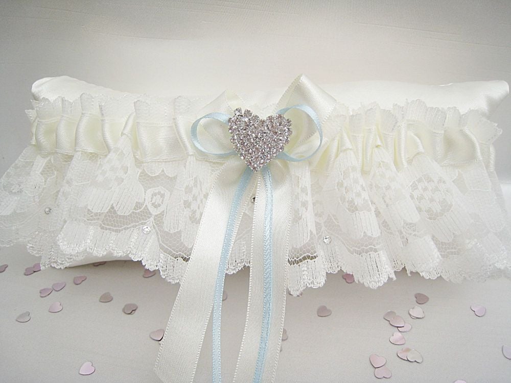 Beau Lace Wedding Garter, Garter For Brides Blue