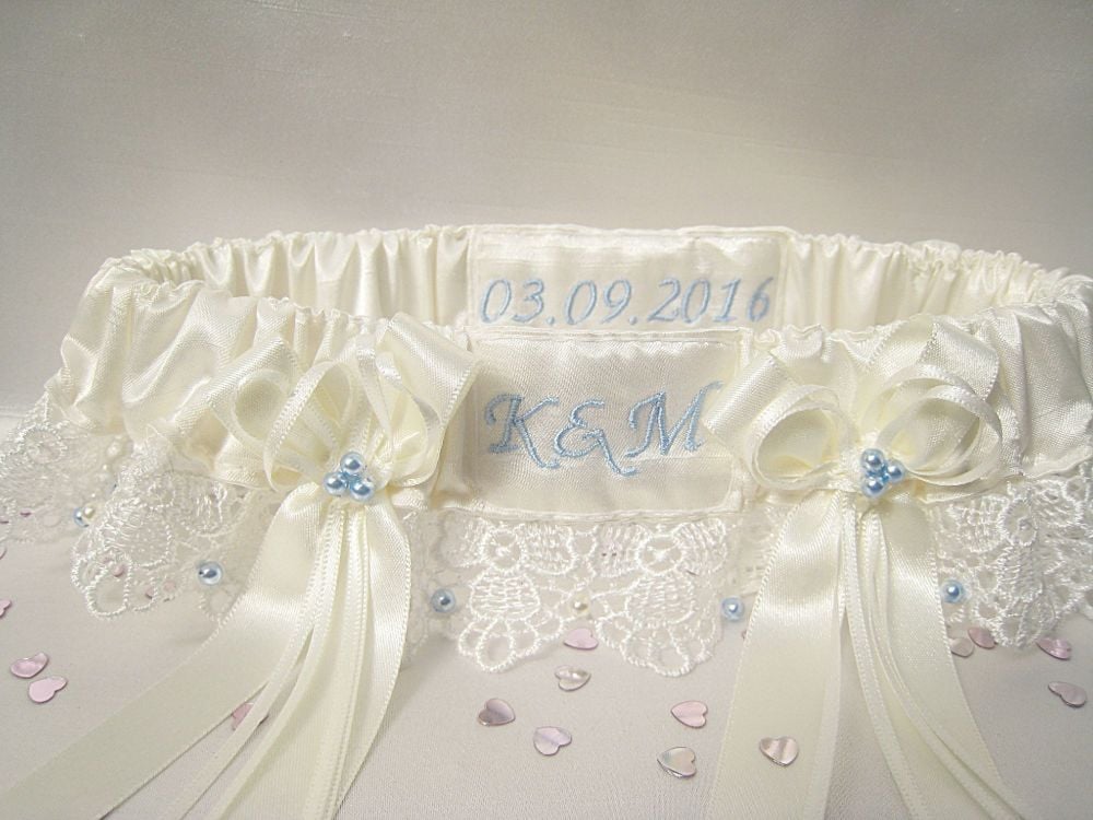 Lace Wedding Garter, Luxury Garter Blue UK