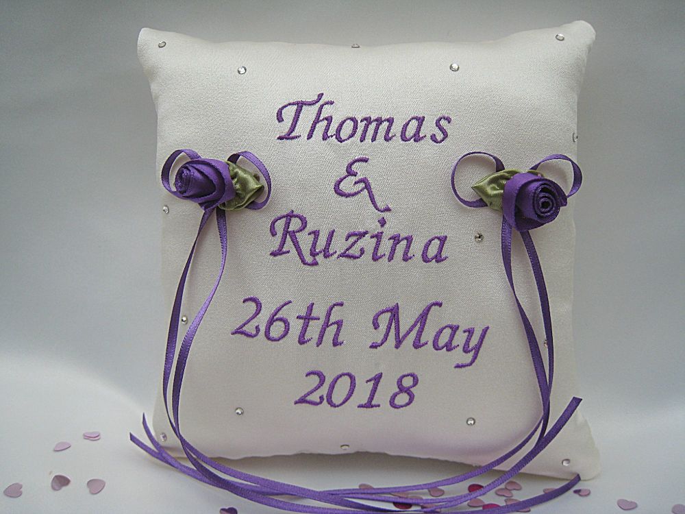No.2 PURPLE Sparkle Personalised Ring Cushion
