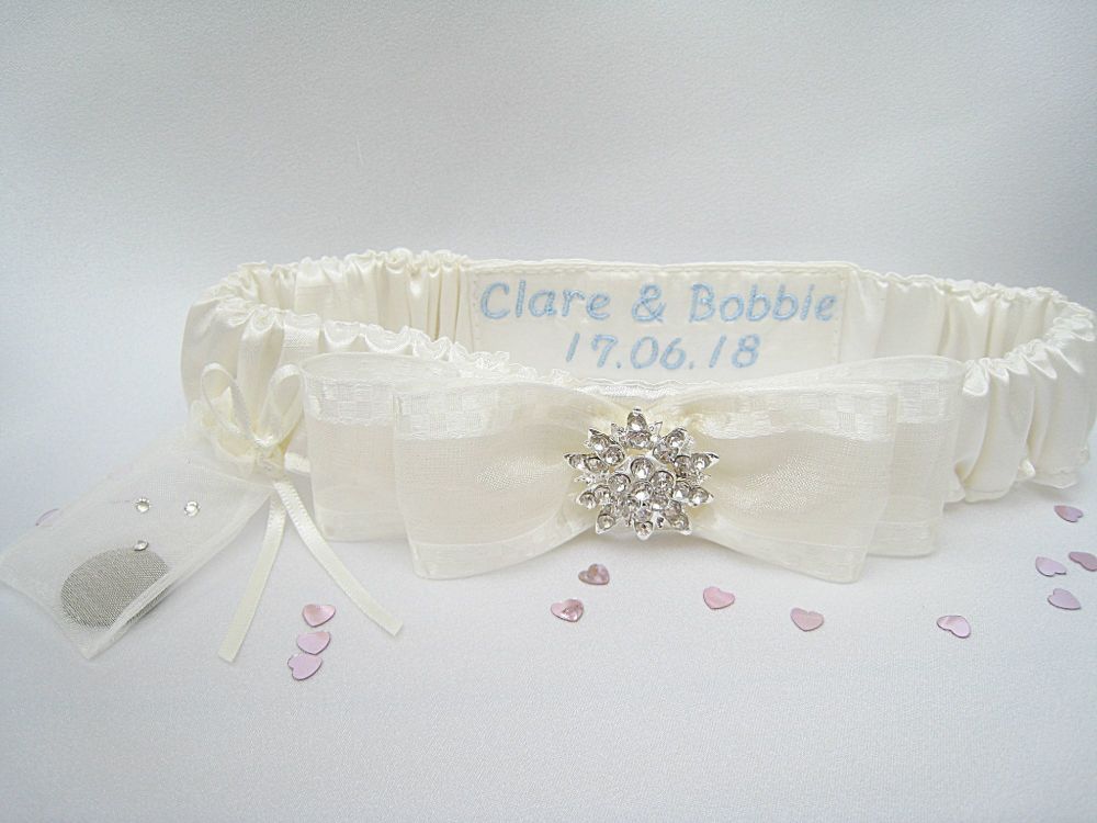 BLISS Garter With Sixpence Bag & Personalised, Sixpence Bag