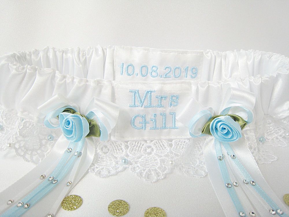 'Lexi' Luxury Personalised Wedding Garter Custom Made To Order