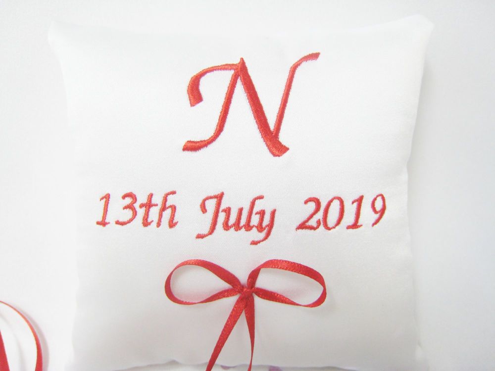  Pair Of Personalised Wedding Ring Cushions Choose Any Colour