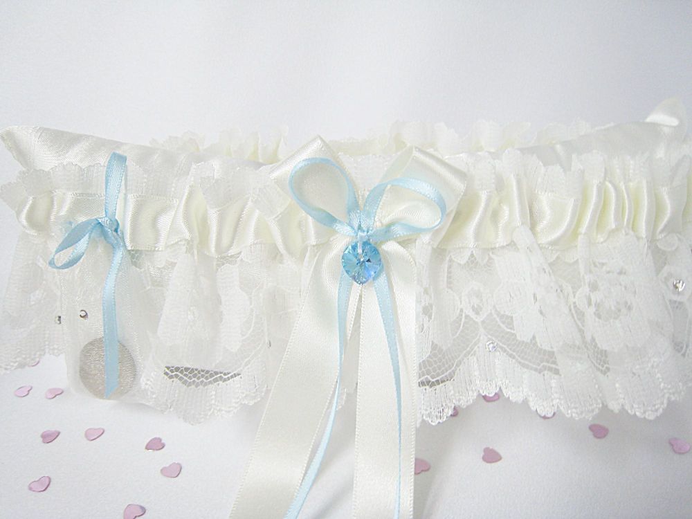 ‘ ROXY ‘ Ivory Or White Lace Wedding Garter, Ivory Bridal Garters